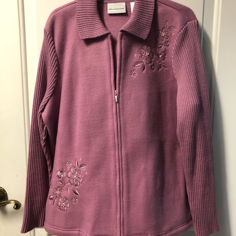 Alfred Dunner Sweater Zip Up Pink Womens size 14